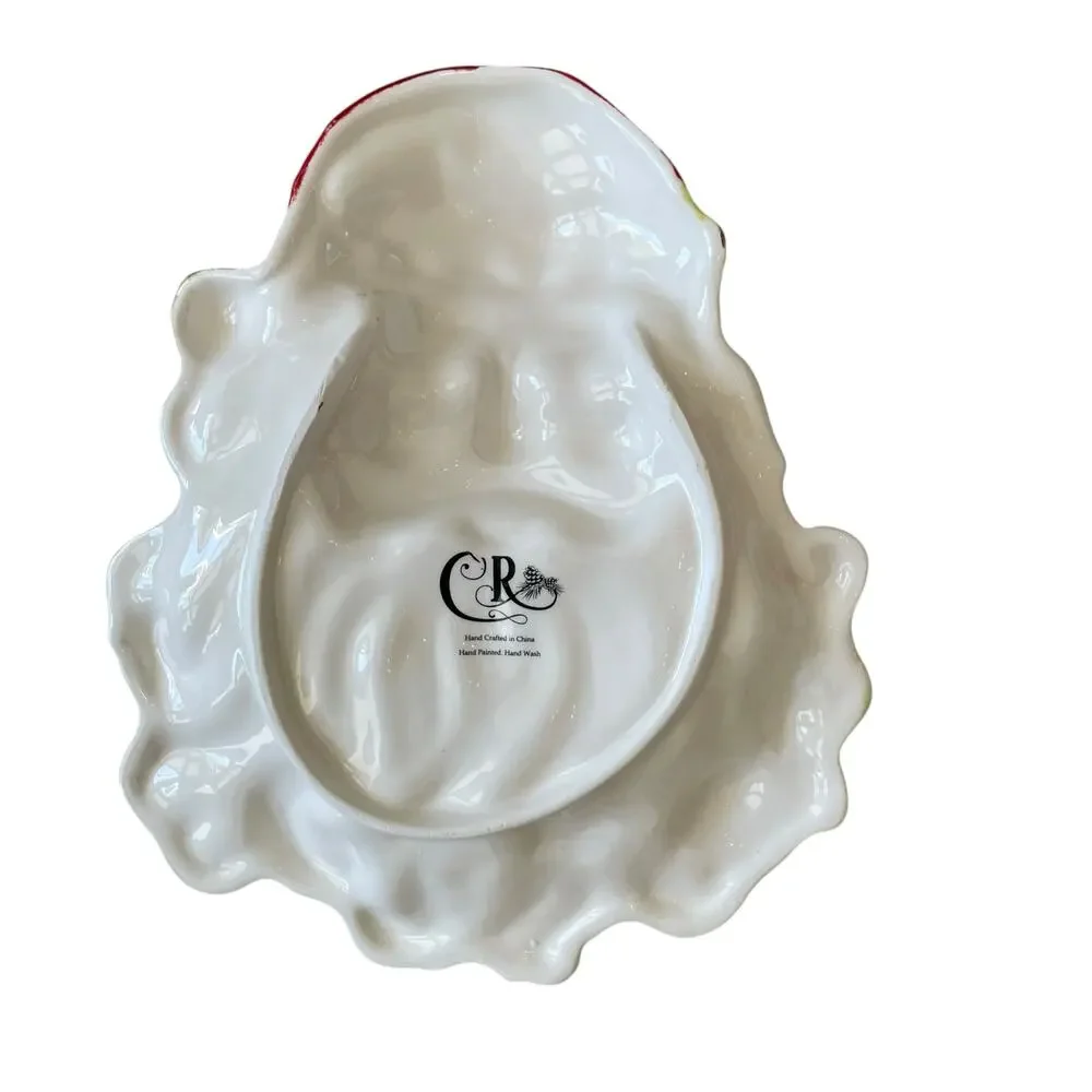 Corner Ruby Ceramic Santa Plate 8x9 Christmas Holiday Decor NEW